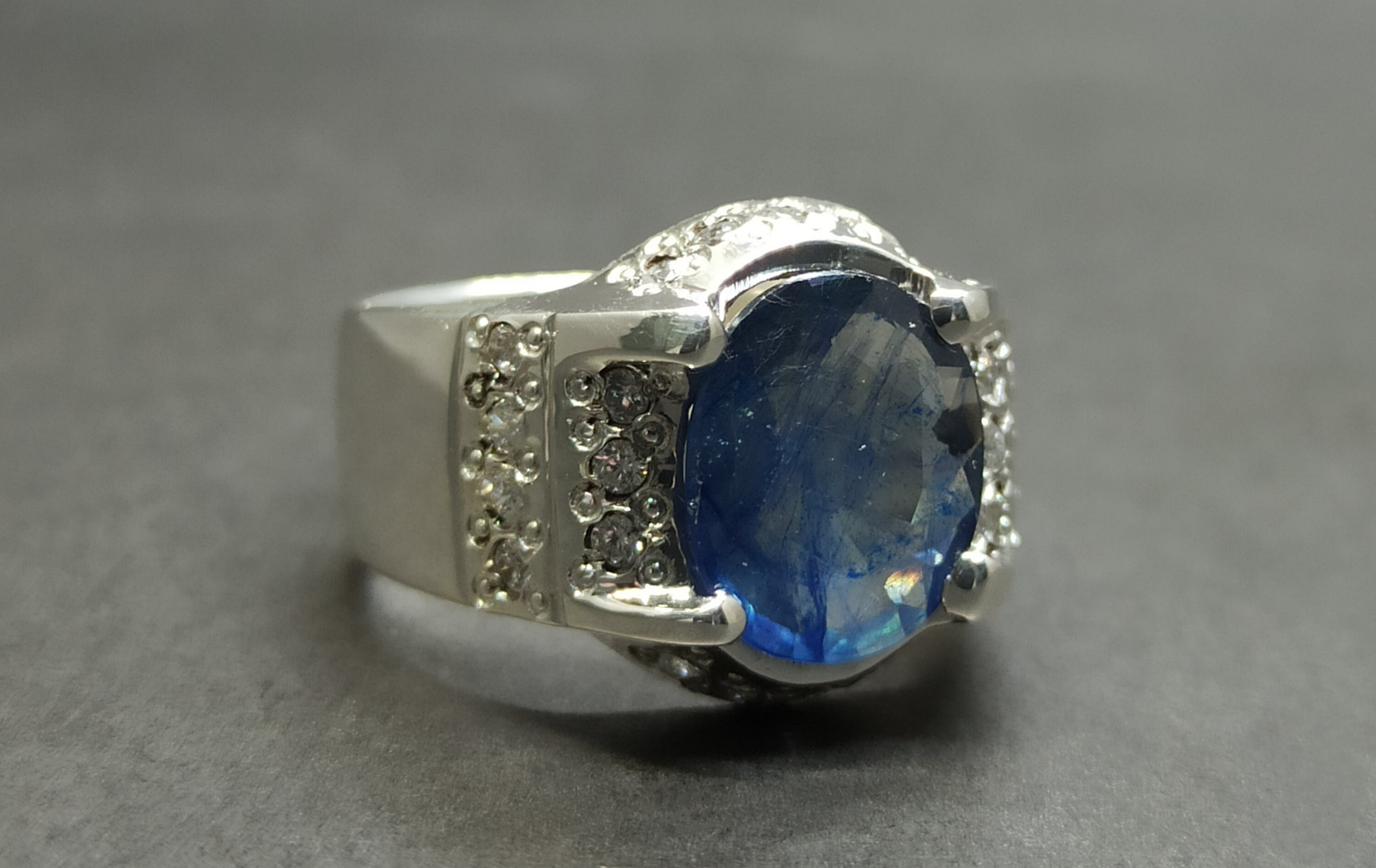 Natural 5 Carat Blue Sapphire Women Ring Sterling Silver 925