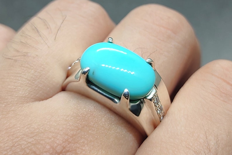 Natural Turquoise Luxury Ring: Handmade Sterling Silver 925 Feroza ...