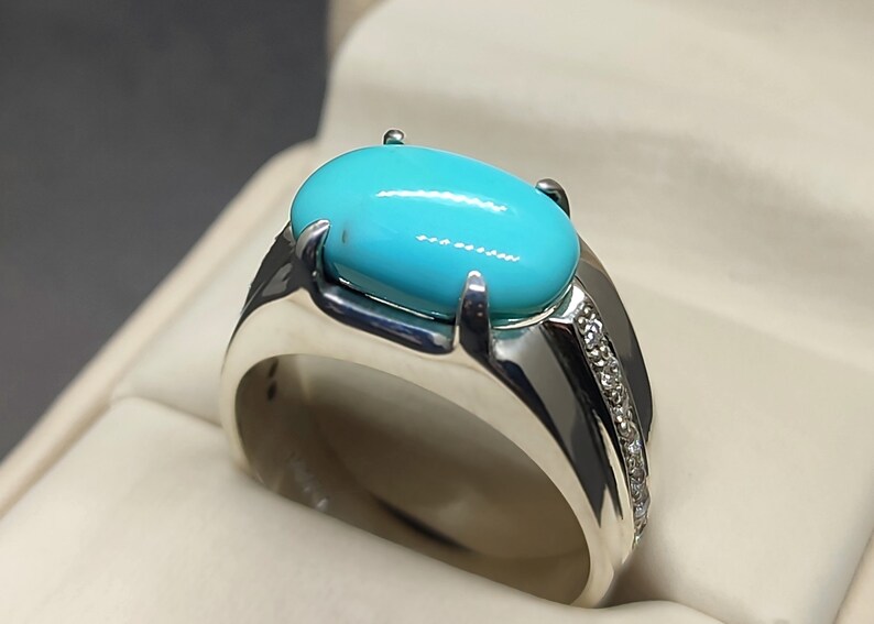Natural Turquoise Luxury Ring: Handmade Sterling Silver 925 Feroza ...