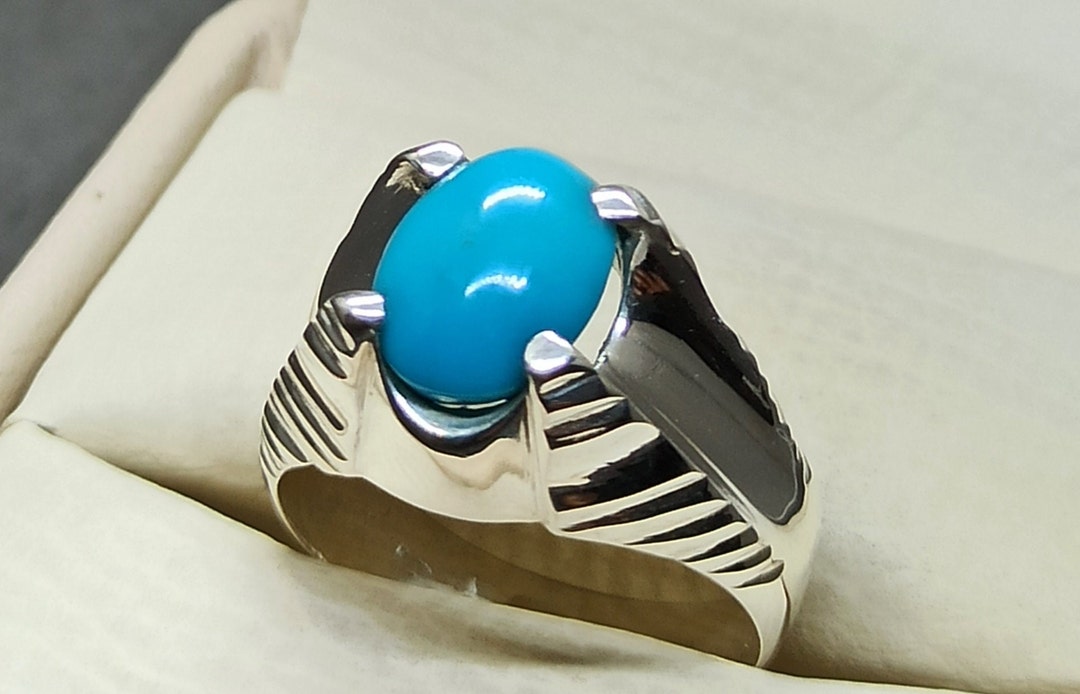 Handmade Natural Small Turquoise Ring: Sterling Silver Feroza Women ...