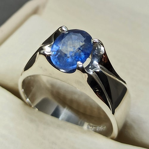 Natural Blue Sapphire 6.20 Carat Ring 925 Sterling Silver - Etsy