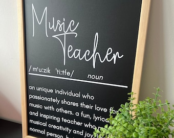 Personalized Chalkboard: Music Teacher Definition and Customizable Tribute