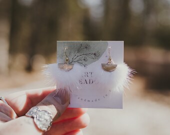 White Mink Earrings || Jewelry, Earrings, Handmade Earrings, Hypoallergenic Earrings, Fur Jewelry, Fur Earrings