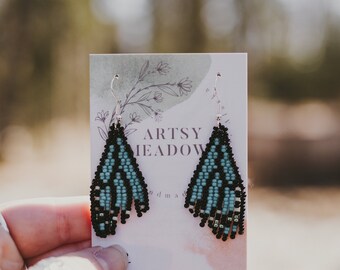 Small Butterfly Wings in Blue || Brick Stitch Earrings, Jewelry, Earrings, Handmade Earrings, Beaded Earrings, Hypoallergenic Earrings