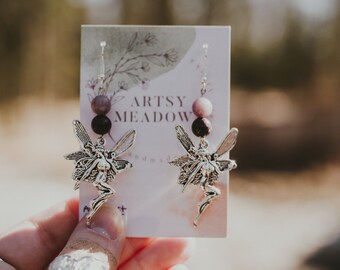 Amethyst and Lavendar Agate / Fairy Earrings || Jewelry, Earrings, Handmade Earrings, Hypoallergenic Earrings, Cottage Core