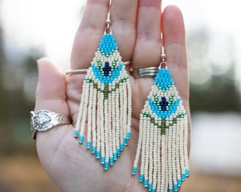 The Brittany’s in Blue || Brick Stitch Earrings, Jewelry, Earrings, Handmade Earrings, Beaded Earrings, Hypoallergenic Earrings