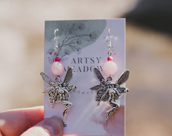 Rose Quartz / Fairy Earrings || Jewelry, Earrings, Handmade Earrings, Hypoallergenic Earrings, Cottage Core