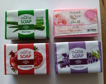 Handmade Olive Oil Soap from Greece: Rose, Pomegranate, Lavender, Aloe Vera