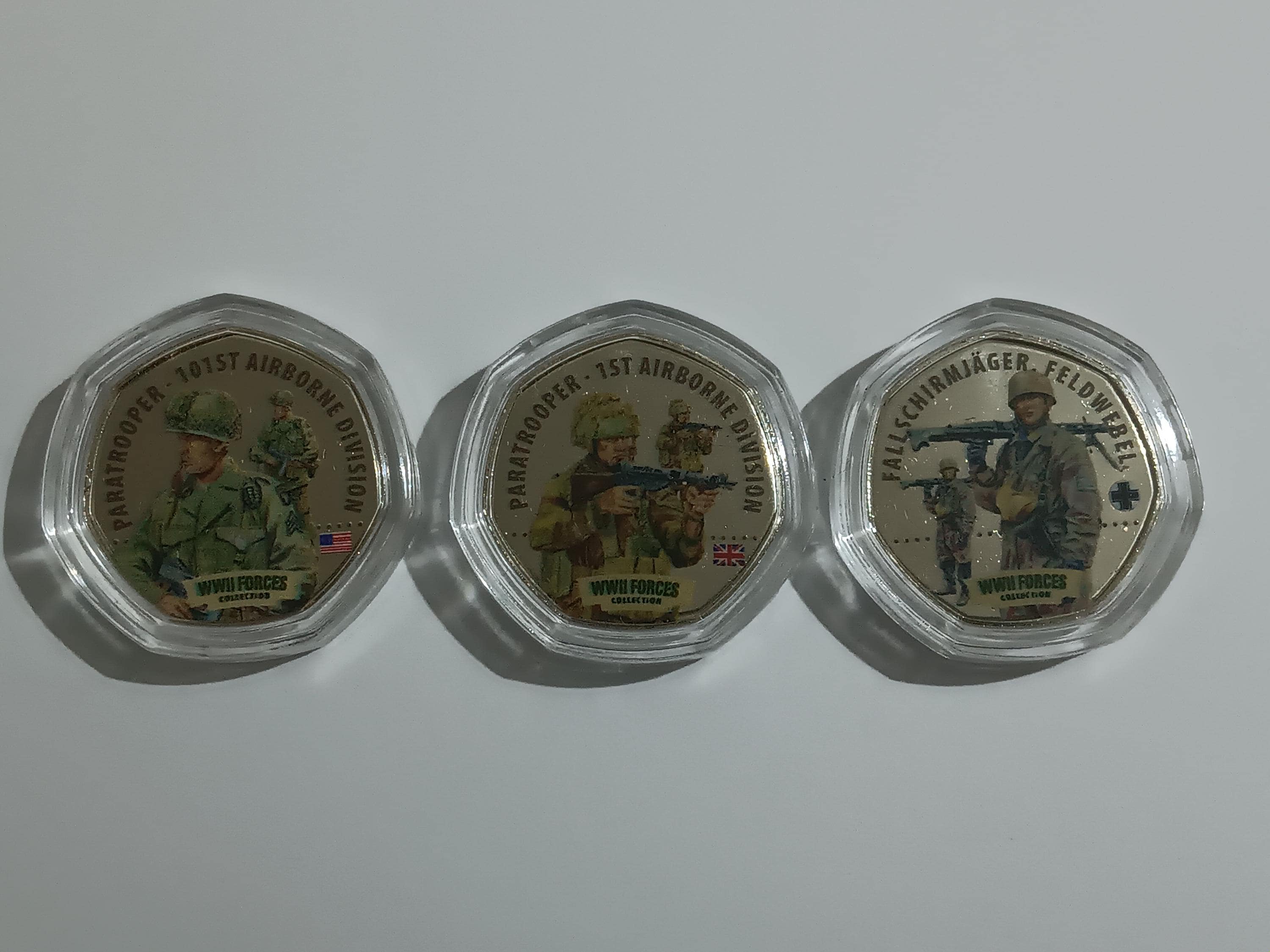 World War II Airborne Forces 3 x 50p shaped commemorative coin
