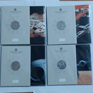 Star Wars 2024 50p Brilliant Stempelglanz Coin Set (4 Münzen) neue Serie