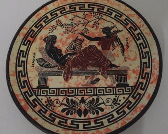 Antique Ancient Traditional Greek Mythology ceramic plate 12.5 cm diameter wall and or pedestal