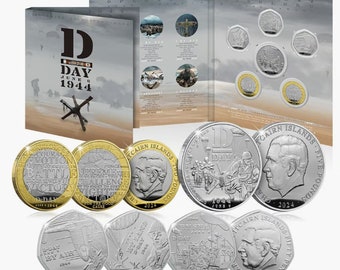 D-Day 80th Anniversary 2024 BU total of 6 x Coin Set Pitcairn Islands special limited edition for collectors