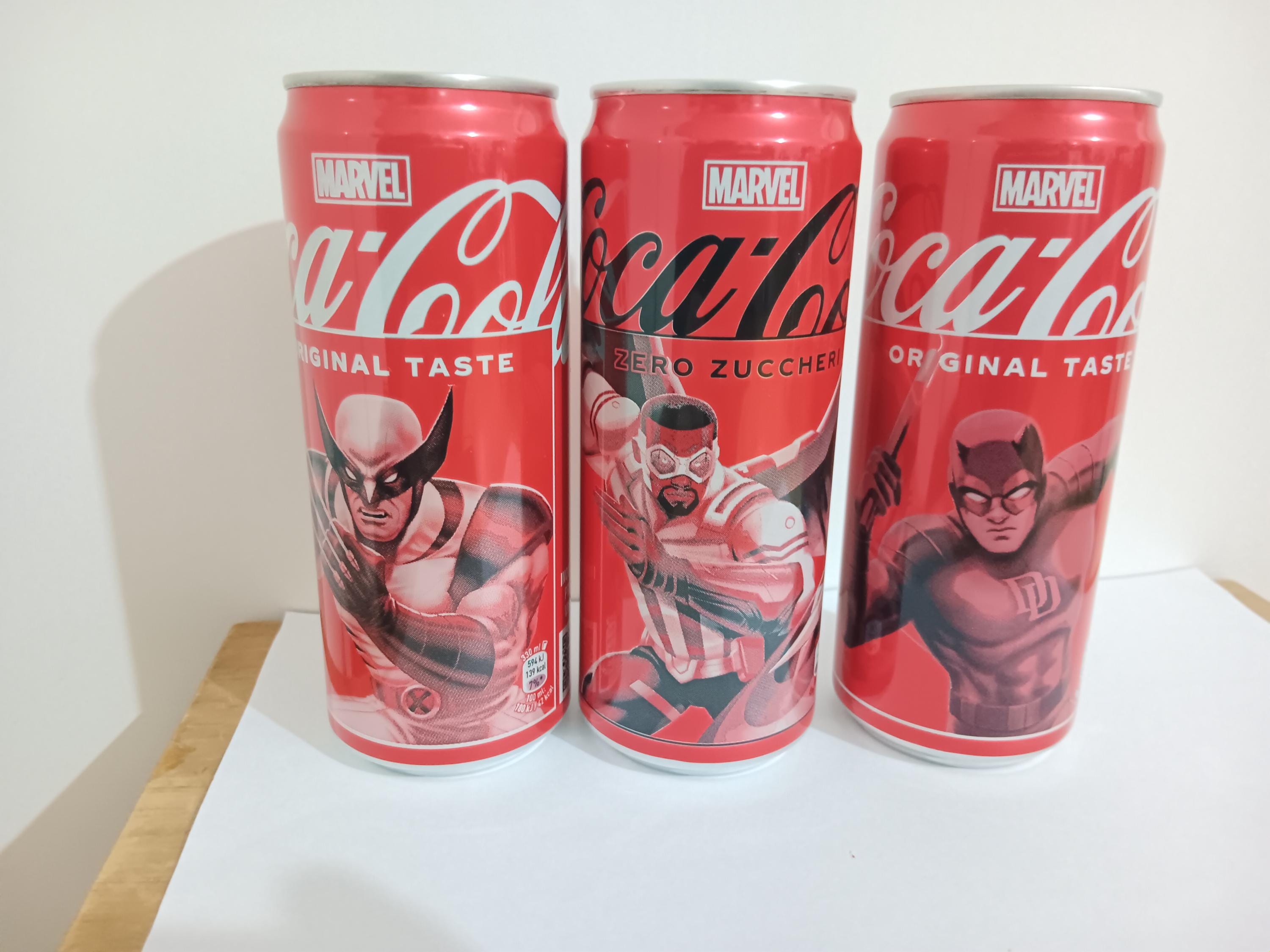 Marvel 3 X Special Edition Coca Cola Cans From Italy - New Sealed
