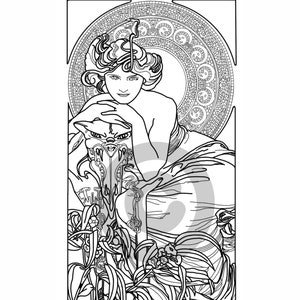 Mucha coloring page