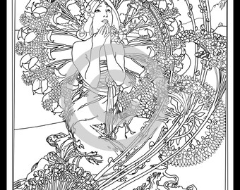 Mucha coloring page