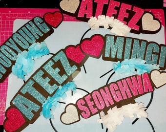 ATEEZ K-POP concert headband banner hair accessories - CUSTOMIZABLE any name any colors