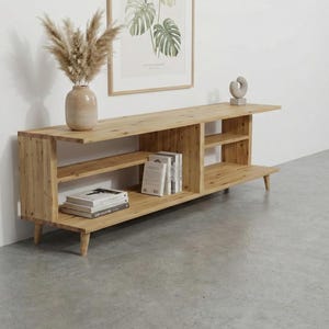 The Nordic Nook / Solid Wood Mid-Century TV Stand / Custom Size Wooden Storage Unit
