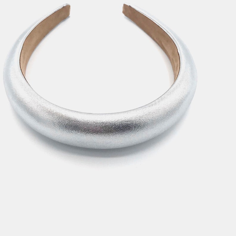 Metallic silver padded headband Etsy