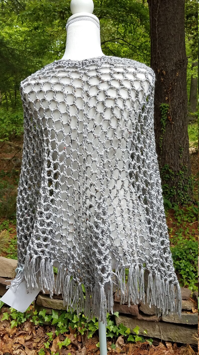 Poncho Crocheted Poncho Mesh Style Poncho Beach Cover Up