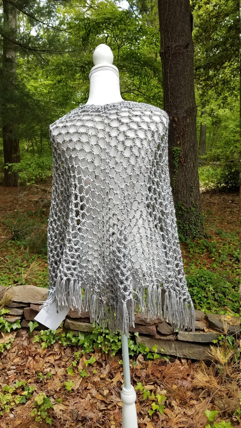 Poncho Crocheted Poncho Mesh Style Poncho Beach Cover Up