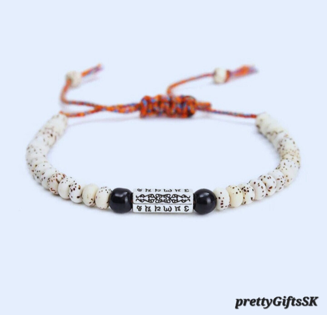 Handmade Tibetan Buddhist Bodhi Seeds OM Mani Padme Hum Lucky Rope ...