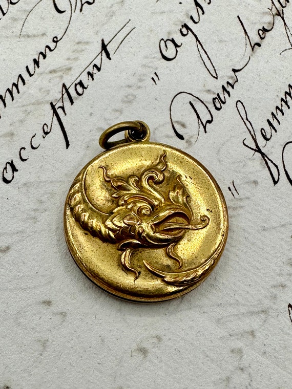 Antique Dragon Gold Filled Victorian Locket