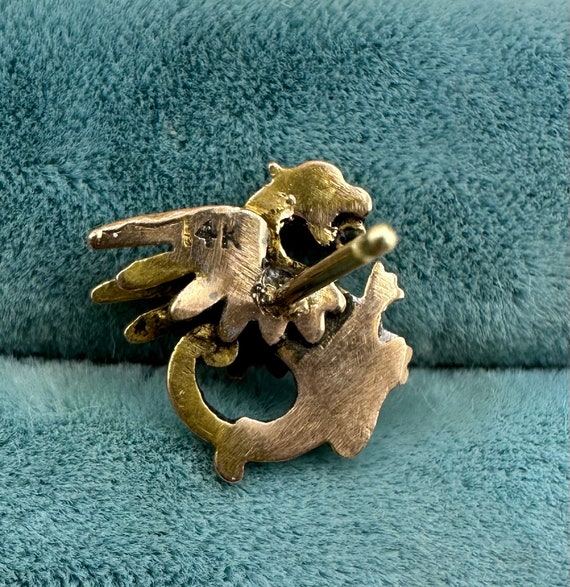 Antique 14K Yellow Gold Griffon With Diamond SING… - image 8