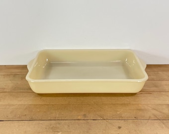Fire King Ivory Oven Glass Rectangular Casserole Dish / Roasting Pan by Anchor Hocking, Vintage Open Baker