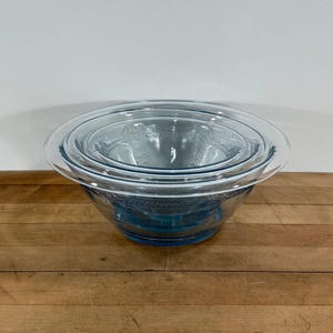 Philbe Saphire Blue glass Mixing Bowls by Anchor Hocking, Set of 3, All Included