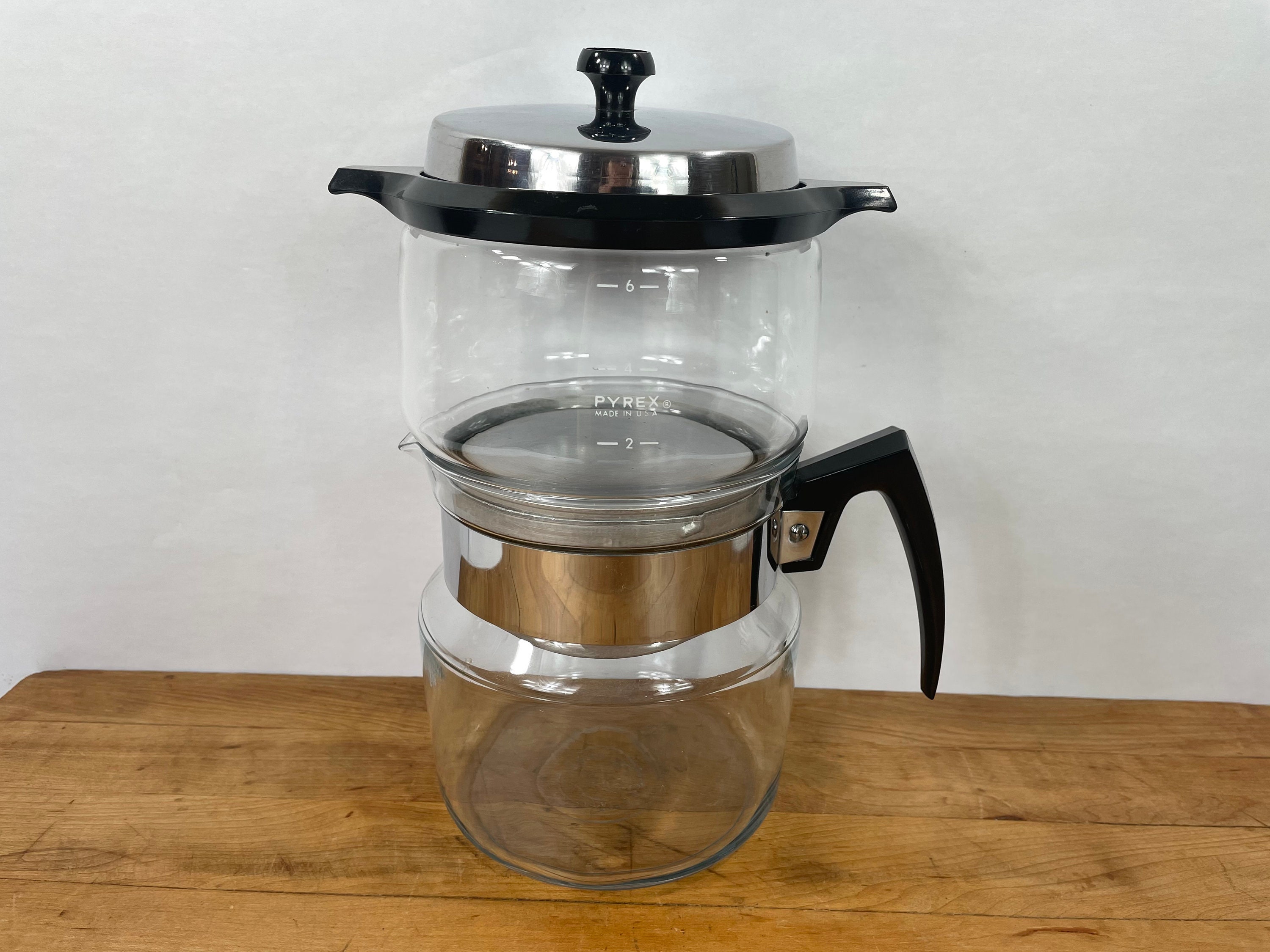 Vintage Pyrex Silex Double Bubble Percolator Coffee Pot Maker Made In USA  Glass