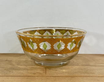 Culver Valencia Glass Dip Bowl: 22K Gold Accent Vessel, 5" Trinket Dish