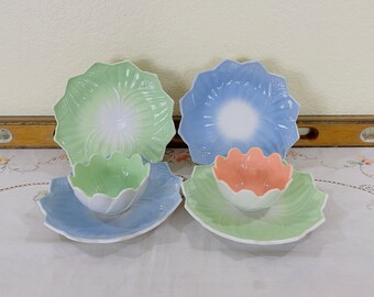 Fire King Pastel Lotus Leaf Bowls and Plates Set - Anchor Hocking Vitrock