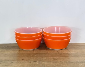 Orange Federal Milk Glass Cereal Bowls, Set of 6, All Included