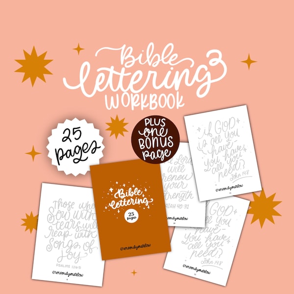 Procreate Lettering Practice Workbook / Procreate / Lettering Practice/ Bible Lettering/ Bible Scripture/Bible Study/25 Pages of Practice