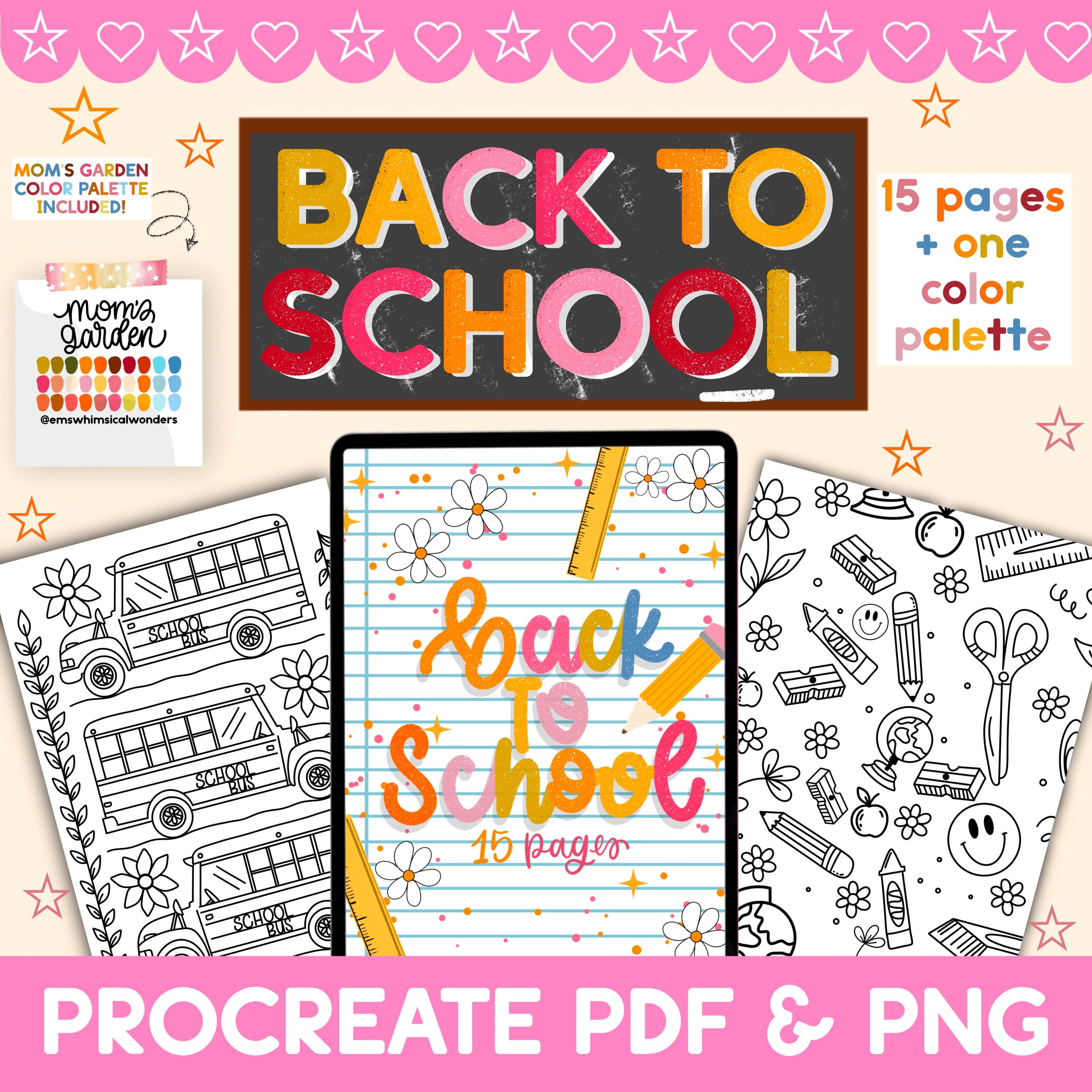 Pack Rentrée: Cahier de lettering et coloriage pour Procreate (PDF, PNG, Procreate)