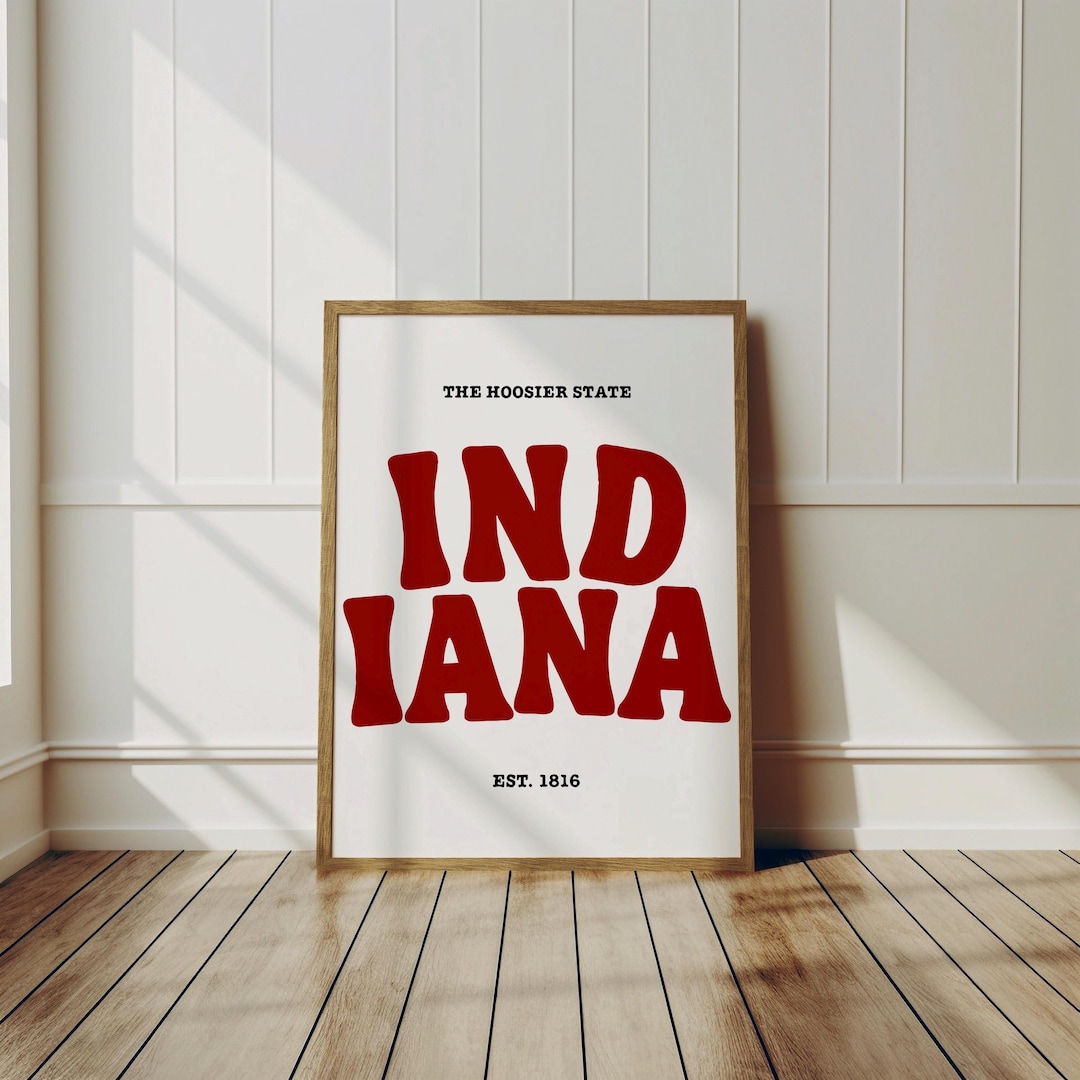 Indiana the Hoosier State | Hoosiers Art Typography Red Printable Art ...