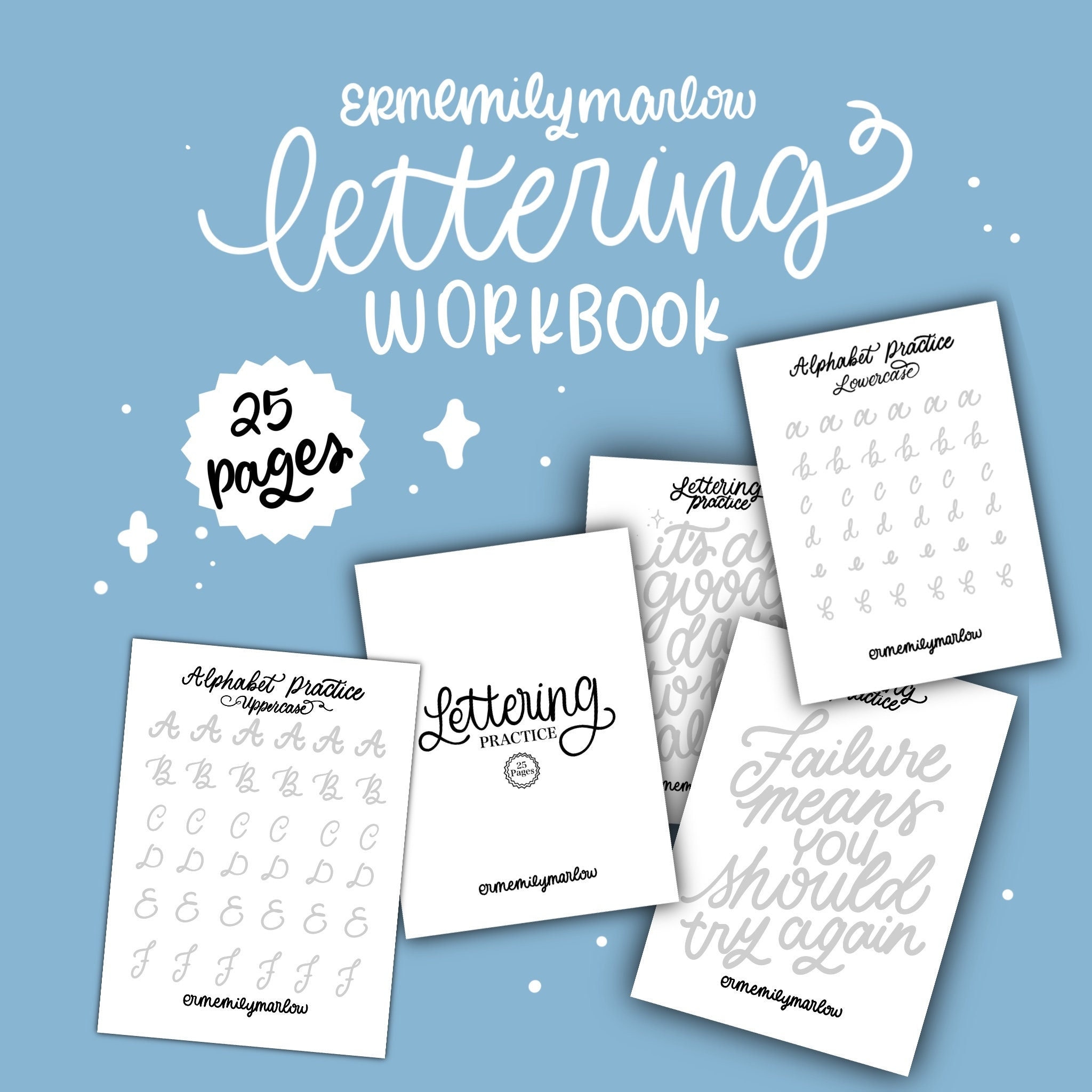 Learn to Letter Workbook // Lettering Worksheets // Digital Hand