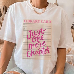 Tarjeta de la biblioteca Solo un capítulo más letras DTF Transferencia Arte de la tarjeta de la biblioteca DTF Transferencia