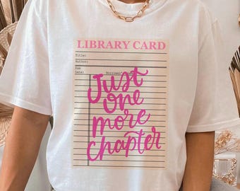 図書館カード Just One More Chapter のレタリング DTF 転送 図書館カード アート DTF 転送