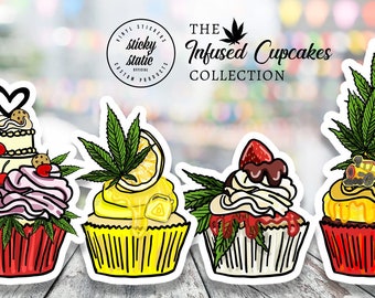 Cannabis Infused Cupcakes Cannabutter Sour D Pineapple Express + strains laptop, phone case, notebook, fun unique original Marijuana High
