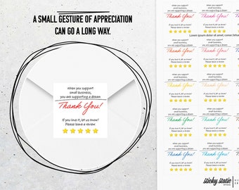 Thank You labels Customer Appreciation your Brand Support Small Business Support a Dream Review DIGITAL FILE / INSTANT download