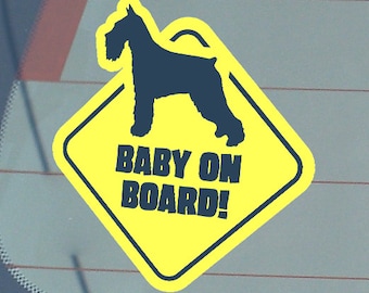 Baby on Board Car Decal Dog, Cat, Pet, Schnauzer Breed, Pitbull Animal Vinyl Decal Sticker Waterproof