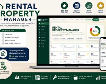 Rental Property Tracker | Landlord Management OS | Tenant & Maintenance Log | Property Organizer