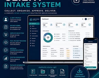 Client Intake Form | Client Onboarding Tracker | CRM Template | Service Business Management Tool