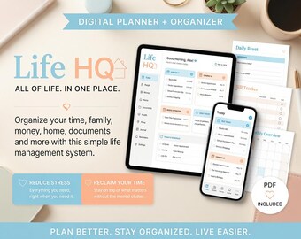Life Planner | Daily Plan & Goal Tracker - All-in-One Life Management System (PDF Included)