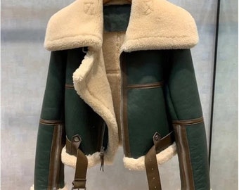 patchwork shearling coat