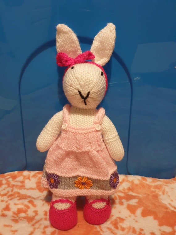 Lapin En Peluche Tricoté Main - Environ 7x5 Cm, Laine Douce Cadeau J 741345