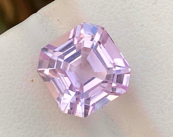 Pierre gemme lâche de kunzite rose, taille Ascher, pierre de naissance d'octobre (7,35 carats)