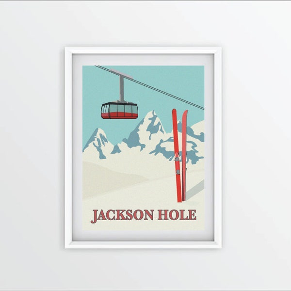 Jackson Hole Vintage Ski Poster, Printable