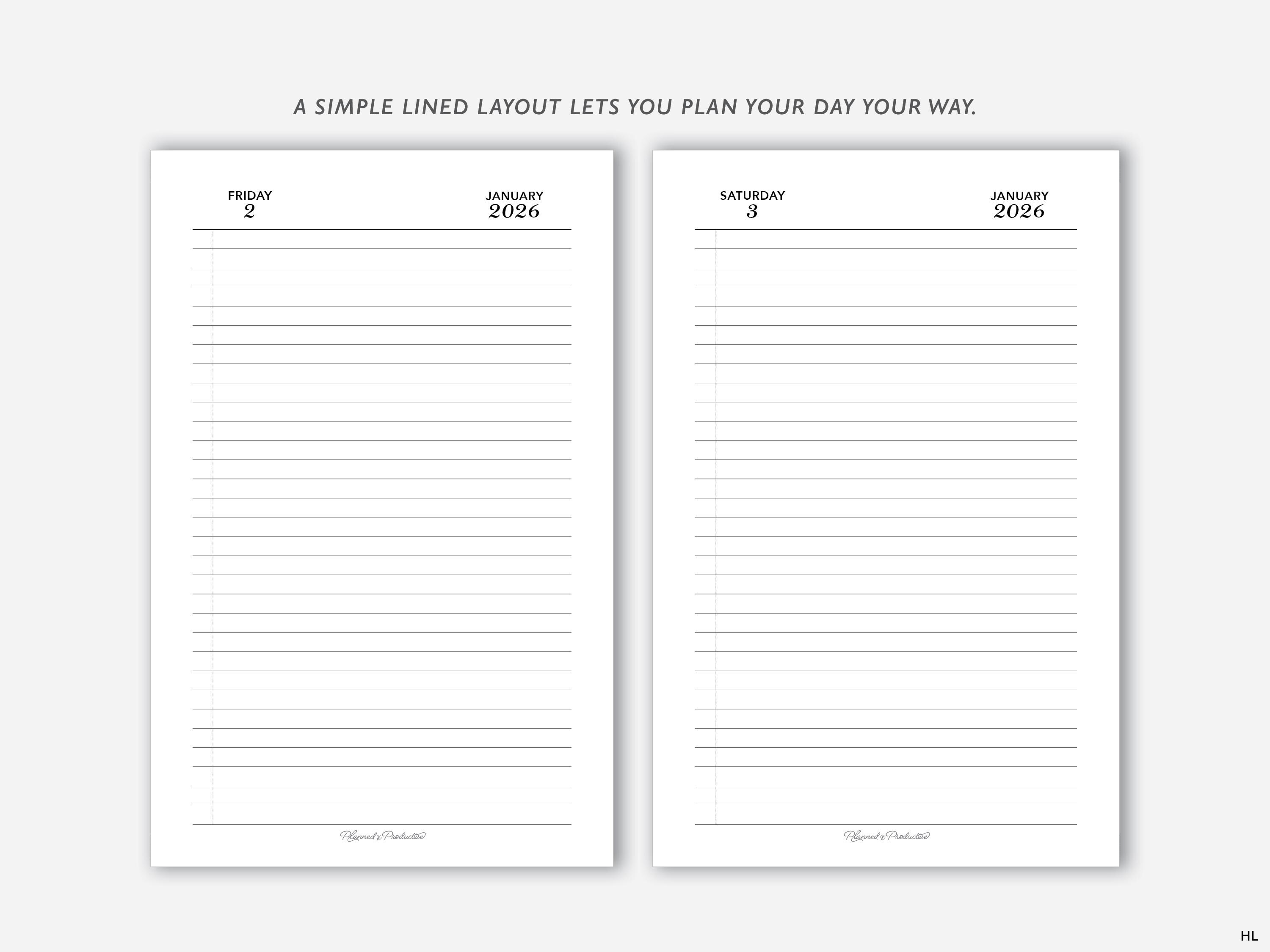 2026 Lined Daily Planner Inserts W/ Weekly Overview, Dated Day per Page ...
